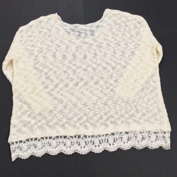 QED London ~ Sheer Lace Hem Drop Shoulder Cowlneck Sweater Pullover - Picture 9 of 11